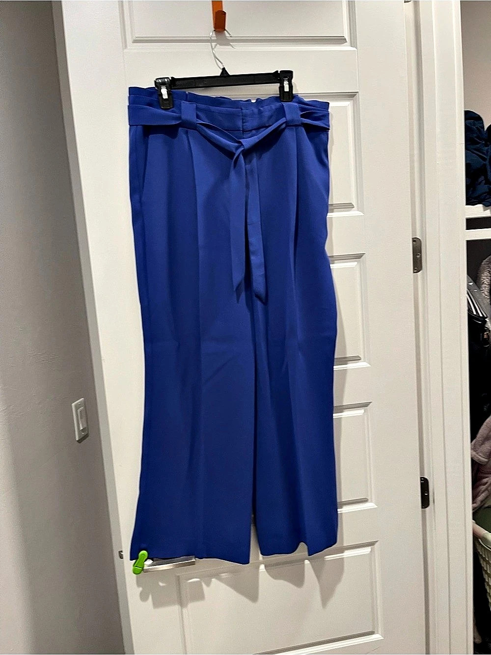 Express High Rise Wide Leg Tie Waist Pants Blue Size Large